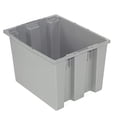 thumbnail image 2 of Global Industrial 5248327 Plastic Stack & Nest Storage Container No Lid - 19.5 x 15.5 x 10 in. - Gray, 2 of 3