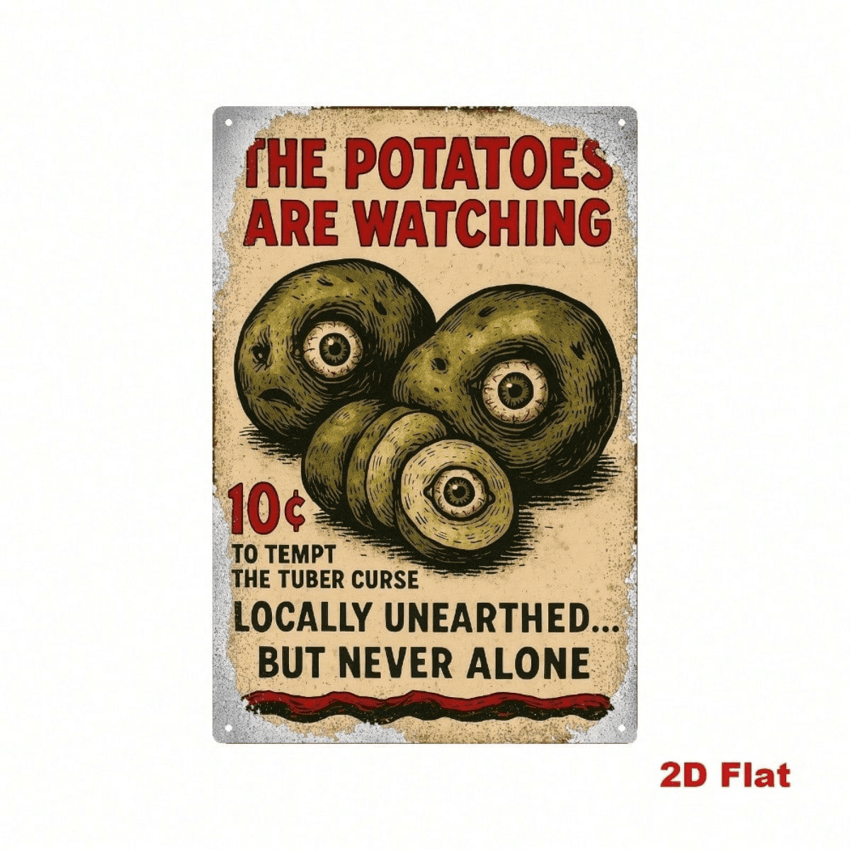 Vintage Halloween Metal Sign Funny Potato Eyes Wall Art, Tin Plaque Creative Holiday Home Bar Decor