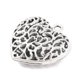 thumbnail image 2 of Alloy Pendants Lead Free & Cadmium Free & Nickel Free Heart Silver Size: about 35mm long 34.5mm wide 11mm thick hole: 3.5mm, 2 of 3