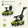 thumbnail image 3 of Gymax 3-in-1 Licensed Lamborghini Ride on Push Car Walking Toy Stroller with USB Port Green, 3 of 8