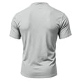 thumbnail image 7 of Gaukiv Men's Shirts Lace Up V Neckline Short Sleeve Lightweight Tops Casual Blouses Light Gray L, 7 of 7