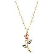 Brilliance Fine Jewelry 10K Yellow and Pink Gold Rose with Rhodium on Gold Filled Necklace,18"