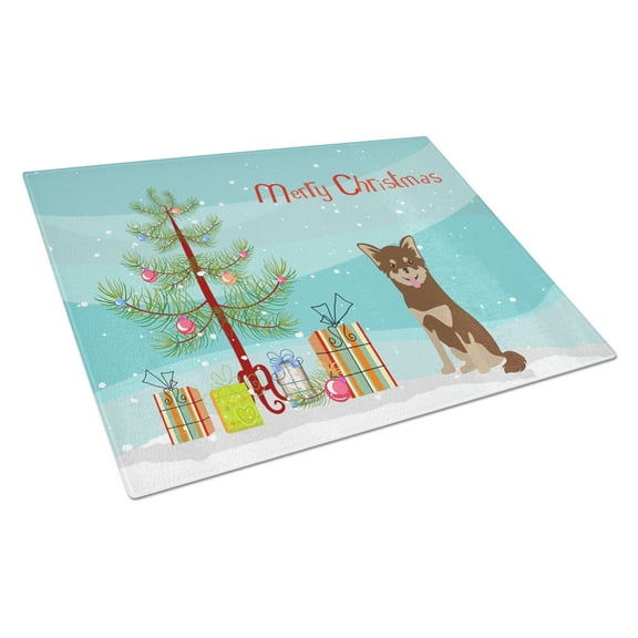 Chihuahua Christmas Tree Glass Cutting Board Large
