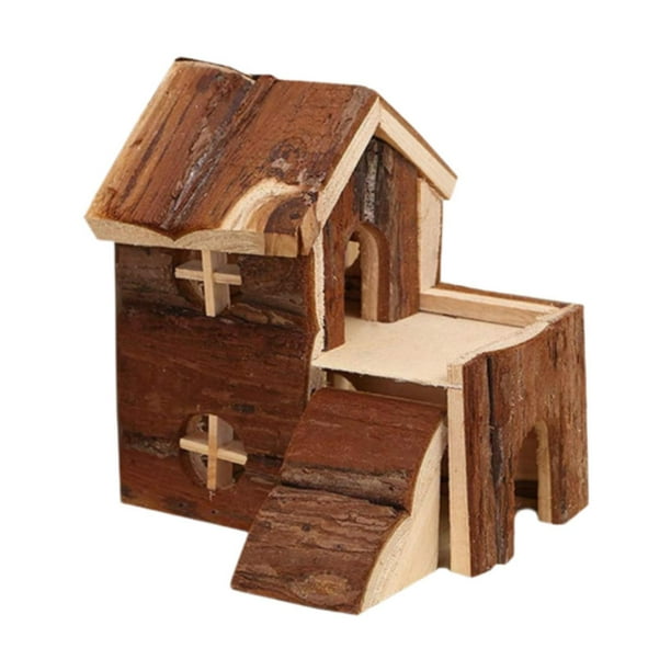 Casa de madera para hámster, jaula para hámster, refugio para hámster, refugio para animales pequeños, hábitat para hámster enano, chinchilla
