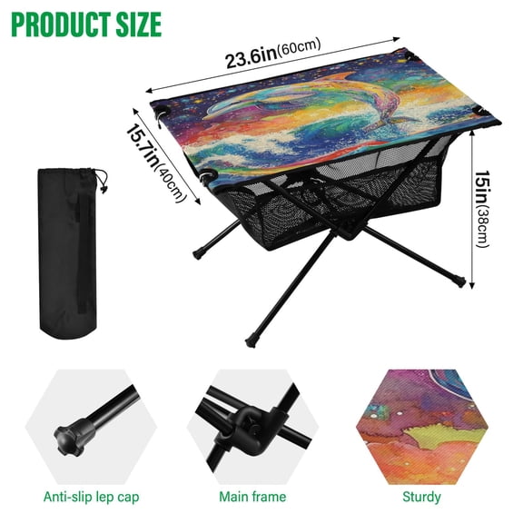 BZSMCE Camping Tables Simple Folding Table Cosmic Splash Pattern Size:23.6*15.7in