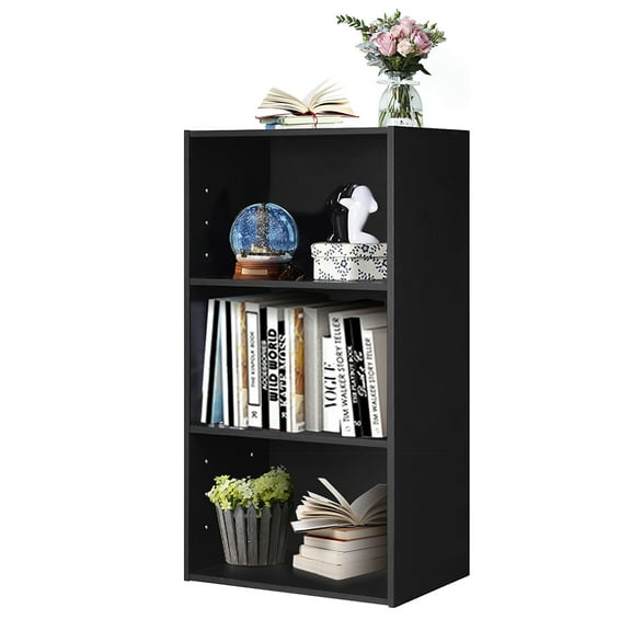 Gymax 3 Open Shelf Bookcase Modern Multi-functional Storage Display Cabinet Black