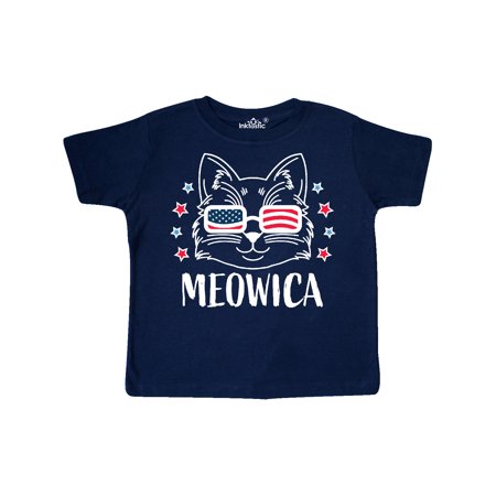 

Inktastic 4th of July Meowica Cat in Flag Sunglasses Gift Toddler Boy or Toddler Girl T-Shirt