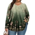 thumbnail image 2 of MLQIDK Womens Plus Size Tops 4x-5x Trendy Long Sleeve Shirts Boho Tops Ethnic Floral Graphic T-Shirt V Neck Shirts Loose Casual Womens Clothing Green 4XL, 2 of 5