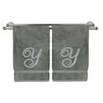 thumbnail image 3 of Monogrammed Hand Towel, Personalized Gift, 16 x 30 Inches - Set of 2 - Silver Embroidered Towel - Extra Absorbent 100% Turkish Cotton- Soft Terry Finish - for Bathroom, Kitchen and Spa- Script Y Gray, 3 of 3