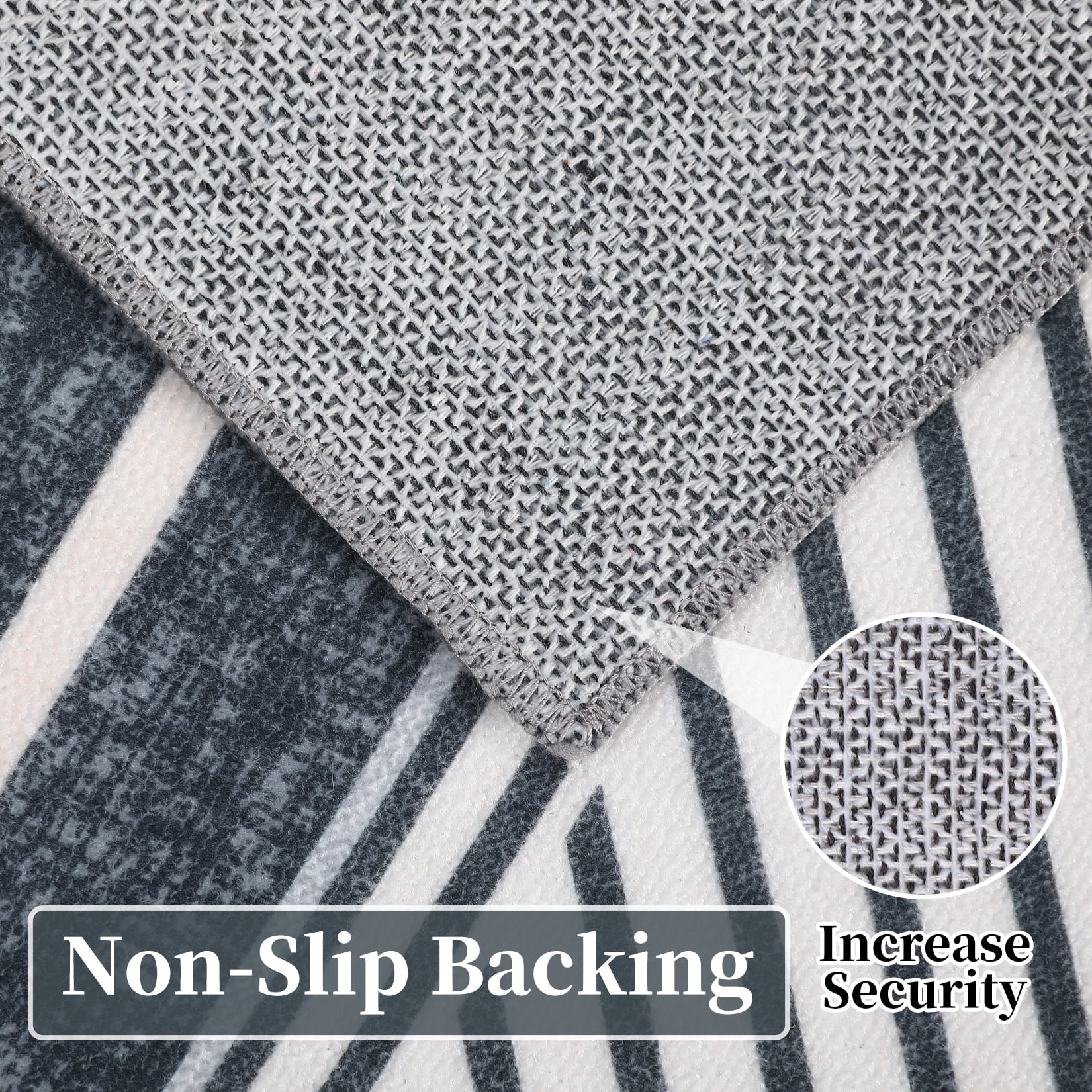 HOMERRY Area Rug 5' x 7' Rugs for Living Room Vintage Geometric bordered Floor Cover, Dark Gray