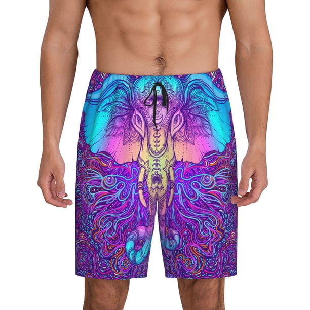 Fotbe Elephant in Tribal Style Pantalones Cortos de Pijama para Hombre, Ropa de Dormir, Pantalones de Pijama Cortos para Hombre-Small