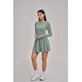 thumbnail image 4 of PISONIC Women Tennis Dress Long Sleeve Athletic Outfit with Built in Shorts Mini Golf Workout Dress with Pockets, 4 of 8