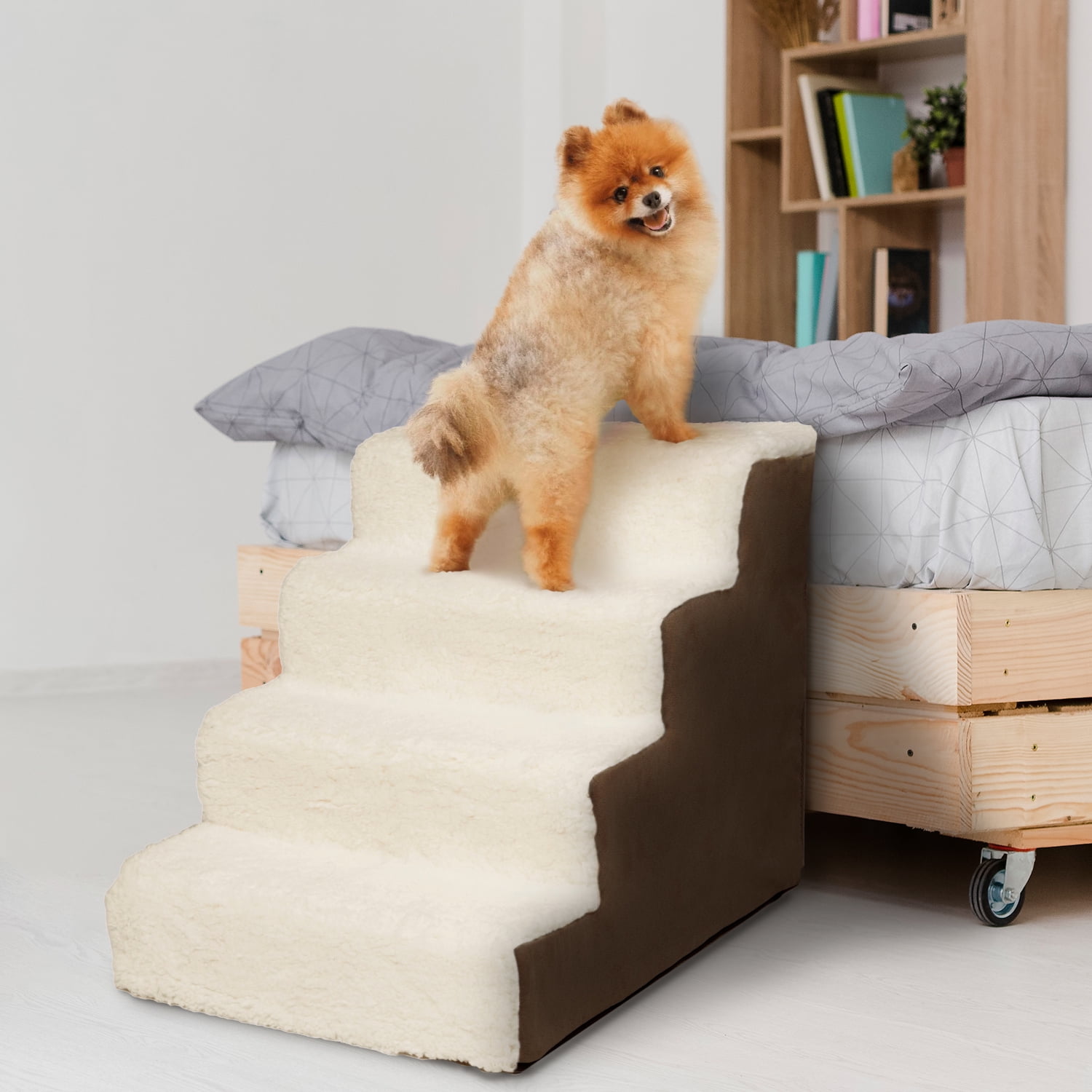 Precious Tails Deluxe High-Density Foam 4-Step Pet Stairs for Dogs and Cats - Durable, Lightweight, and Portable Staircase for Easy Mobility Assistance