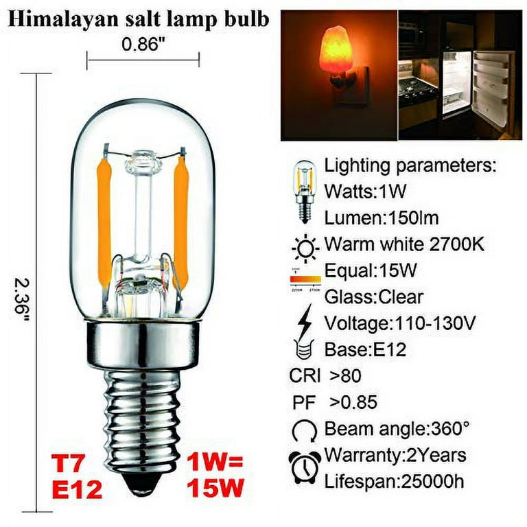 BlueStars E12 T20 Salt Rock Lamp Bulb 120V 15W High Output Warm White Light  2700K 80lm