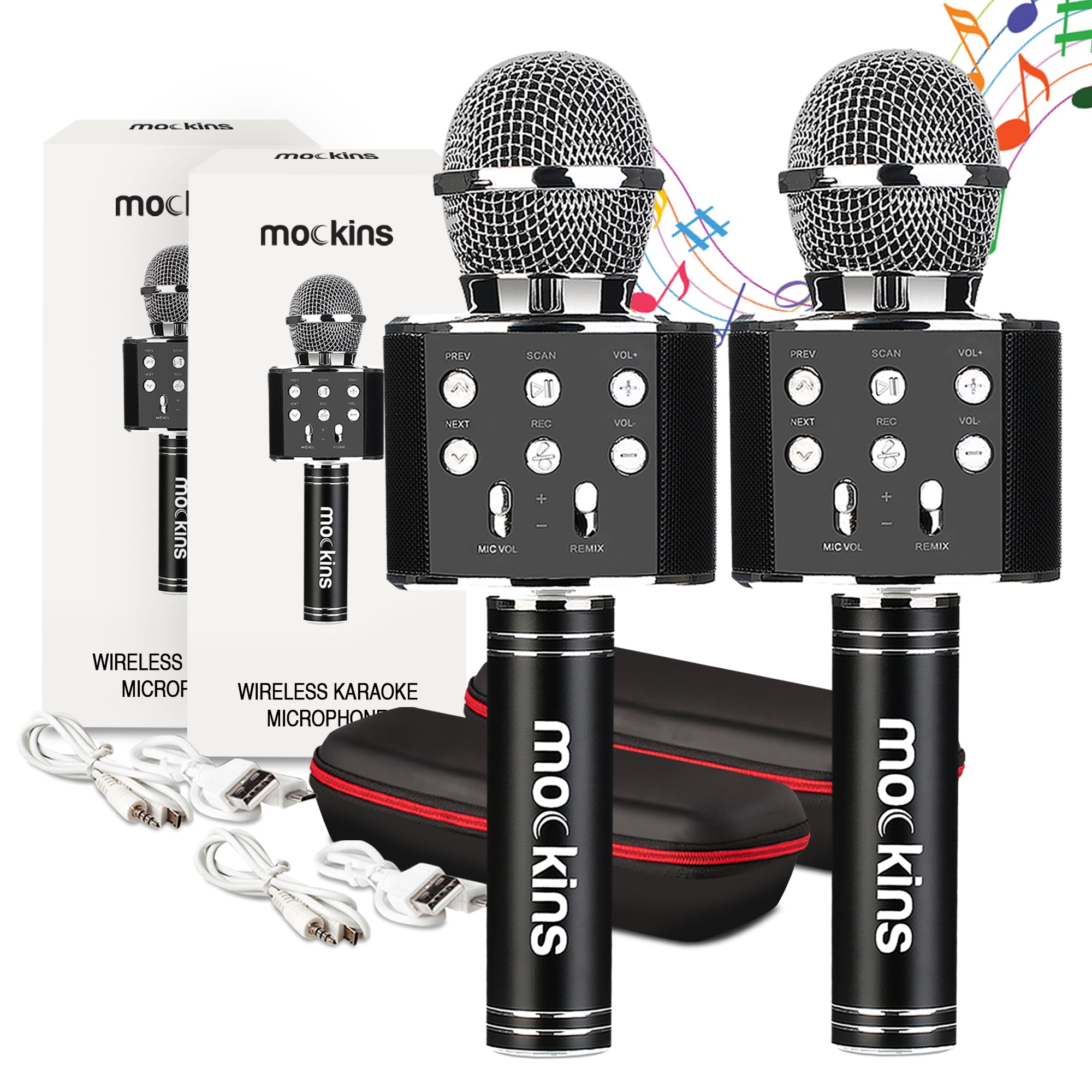 Microphone Compatible with Android & iOS iPhone Nevlers 2 Pack Black Wireless Bluetooth Karaoke Microphones with Built in Bluetooth Speaker All-in-One Karaoke Machine 