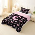 thumbnail image 2 of Manfei Girls Shabby Chic Romantic C Personalized Initial Twin Comforter Sets 3-Piece,Teens Women Dreamy Princess Bowknot Bedding Set,Pink Reversible,Ultra Soft Home Decor, 2 of 6