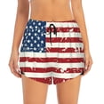 thumbnail image 2 of Picia Vintage American Flag Pattern Women's 2 in 1 Athletic Running Shorts High Waisted Workout Casual Gym Sweat Shorts with Comfy Liner Zipper Pockets-Small, 2 of 9