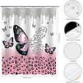 thumbnail image 3 of Butterfly Shower Curtain Pink Watercolour ButterfliesChristian Scripture Shower Curtain Religious God Jesus Lord Praye Shower Curtain Decor Set with 12 Hooks 72x72 inches, 3 of 6