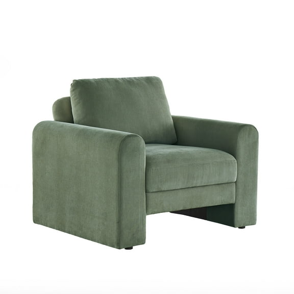 Weston Home Hampden Round Arm Chenille Accent Chair in Moss Green