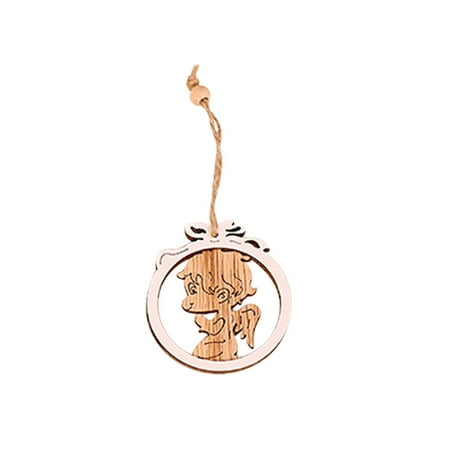 

wendunide room decor New Christmas Ornaments White Edge Five-Star Round Wooden Pendant Wood Products