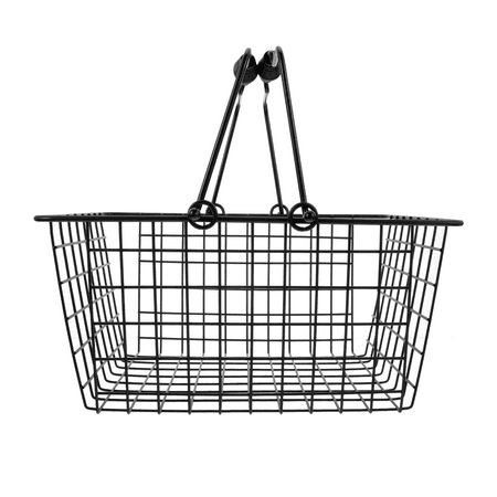 

NUOLUX 1Pc Kitchen Vegetable Washing Basket Metal Portable Drain Basket (Black)