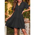 thumbnail image 6 of Womens V Neck Ruffle Short Sleeve Babydoll Mini Dress Casual A Line Dress for Summer, 6 of 12
