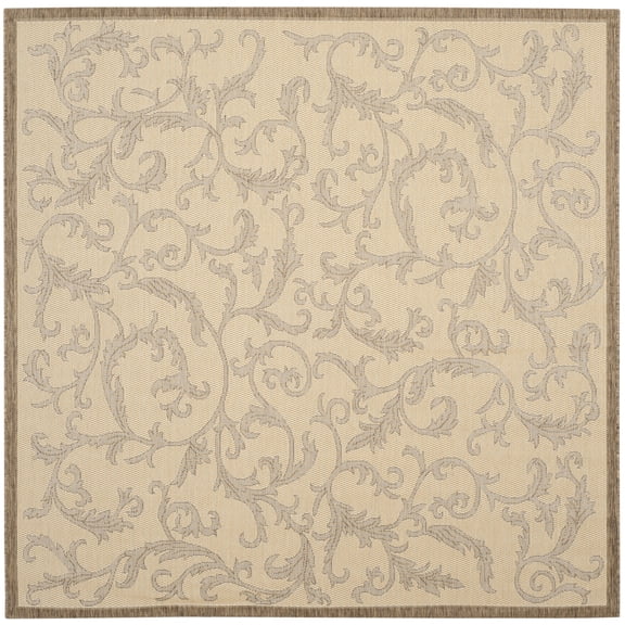 Safavieh Courtyard Kevin Floral Indoor/Outdoor Area Rug, Natural/Brown, 7'10" x 7'10" Square