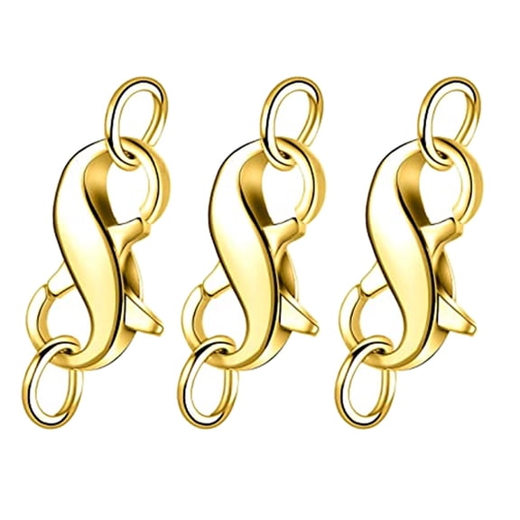 Double Opening for Figure-Eight Lobster Repair Clasp Silver Gold for Women Girl DIY Jewelry Supplies 12mm x 8mm