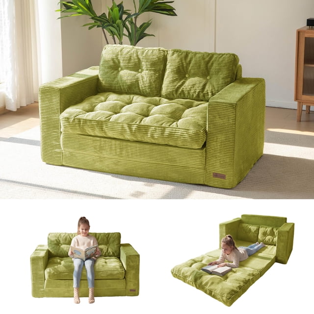 Sofá cama convertible 2 en 1 MAXYOYO, loveseat plegable verde