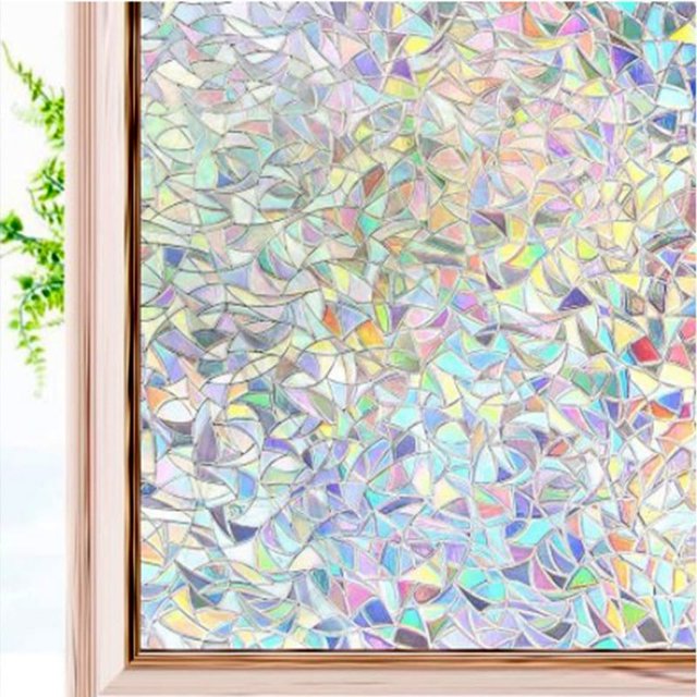 Película electrostática para ventanas con efecto arcoíris de 45x200 cm, película decorativa antideslumbrante para ventanas, película para ventanas anti-UV 3D para dormitorio, oficina, cocina, hogar oso de fresa Electrónica