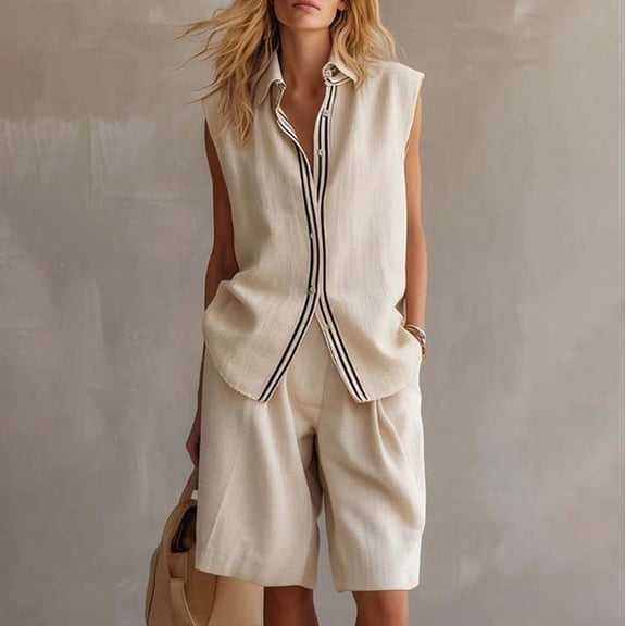 Favoffer Women Cargo Two Piece Set Long Sleeve Button Cardigan Loose Wide Leg Pants Casual Outfit with Pockets for Daily