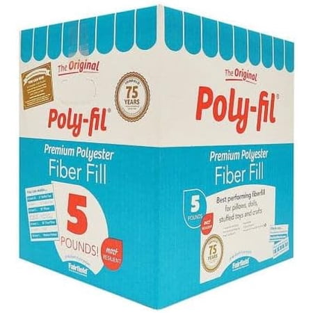 5lbs Original Poly-fil Premium Polyester Fiber Fill Box - Hypoallergenic Fluff Stuffing for Pillows, Toys, Animals, and Arts & Crafts - Bulk 6 Pack