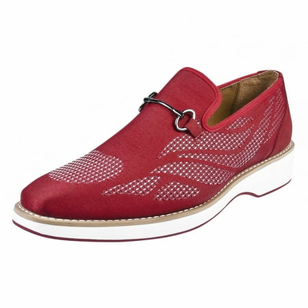 

LIBERTYZENO Mens Classic Formal Shoes Slip On Loafers Red