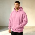 thumbnail image 5 of Men's Heavy Blend Drawcord Hooded Sweatshirt fall winter Casual Long Sleeves Hooded Sweatshirt with Kangaroo Pockets Pink S, 5 of 6