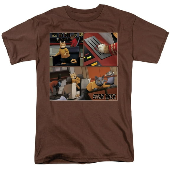 Star Trek Warp Speed Triptych Adult 18/1 T-Shirt Coffee