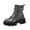 Gray, variant on EKVAHL Women's Platform Non‑Slip Boots Faux Patent Leather Goth Booties Lug Sole Lace‑Up Heart‑Shaped Metal Buckle Decor Stable Ankle Boots Gray