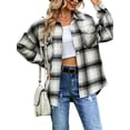 thumbnail image 5 of hirigin Women's Plaid Shirt Jacket, Casual Long Sleeve Button Down Boyfriend Shacket Coat, 5 of 9
