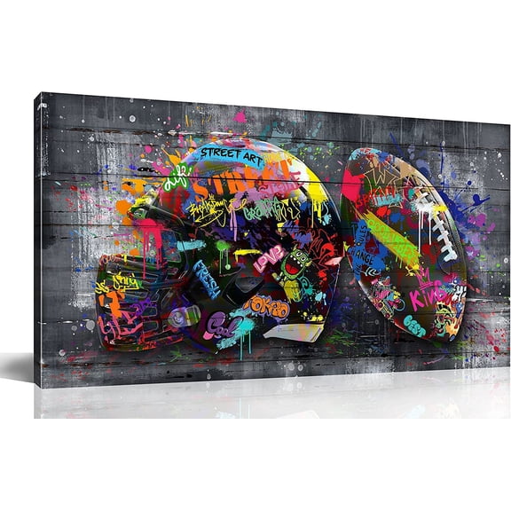 VELVET American Football Posters For Boys Bedroom - Graffiti Rugby Ball Canvas Wall Art For Office - Sports Posters Wall Decor Ready To Hang 10x8inch Unframed