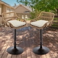 thumbnail image 7 of Homefun Rattan Bar Stools Set of 2 Adjustable Height 360 Swivel Low Back Stools with Footrest Breathable Linen Cushions, 7 of 7