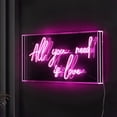 thumbnail image 4 of All You Need Is Love 23.63" X 11.75" Contemporary Glam Acrylic Box USB Operated LED Neon Light, Pink, 4 of 7