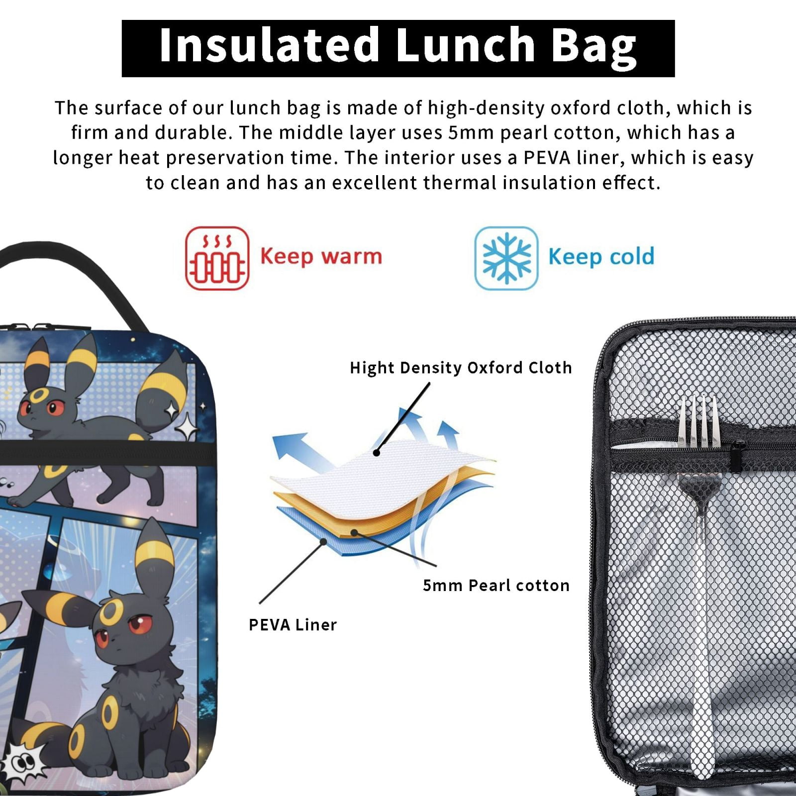 Cute Lunch Bag Tote Bag Portable Insulated Lunch Box For Beach Camping Travel Work School Office