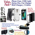 thumbnail image 1 of Value Pack + for 5.3" LG K10 2016 Premier LTE Case Phone Case 360° Cover Screen Protector Clip Holster Kick stand Grip Sides Shock Armor Bumper White Silver, 1 of 4