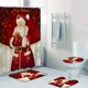 thumbnail image 1 of JM Juego de 4 cortinas de ducha navideñas con alfombrilla antideslizante, tapa de inodoro y alfombrilla de baño, cortinas de ducha de Papá Noel con 12 ganchos, juegos de cortinas de ducha navideñas para baño JM RV021031-00284SDJ, 1 of 4