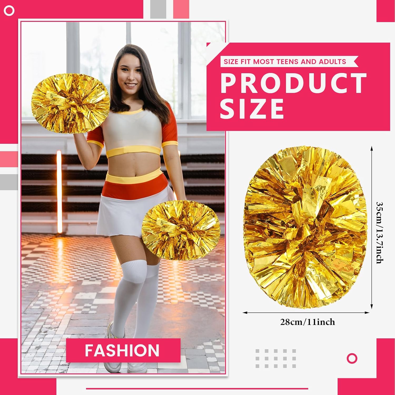 20 PCS pom poms Cheerleading,13.8inch for Sports Teams, Dance Training, and Party Celebrations with Handle