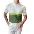 thumbnail image 1 of Men's Button-Down Shirts Knit Colorblock Stitching Lapel Blouse Comfort Summer Beach Short Sleeve Shirts for Men, 1 of 7
