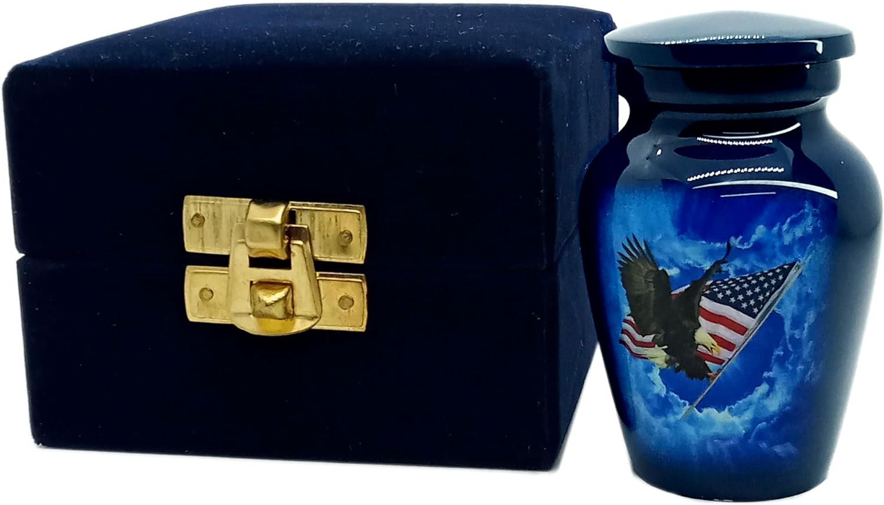 UR Keepsake Urn –Fly American Eagle with USA Flag Keepsake Cremation Urn for Human Ashes with Velvet Box & Velvet Bag-Mini Keepsake Urn - Affordable Keepsake Urn (3 cu.in)