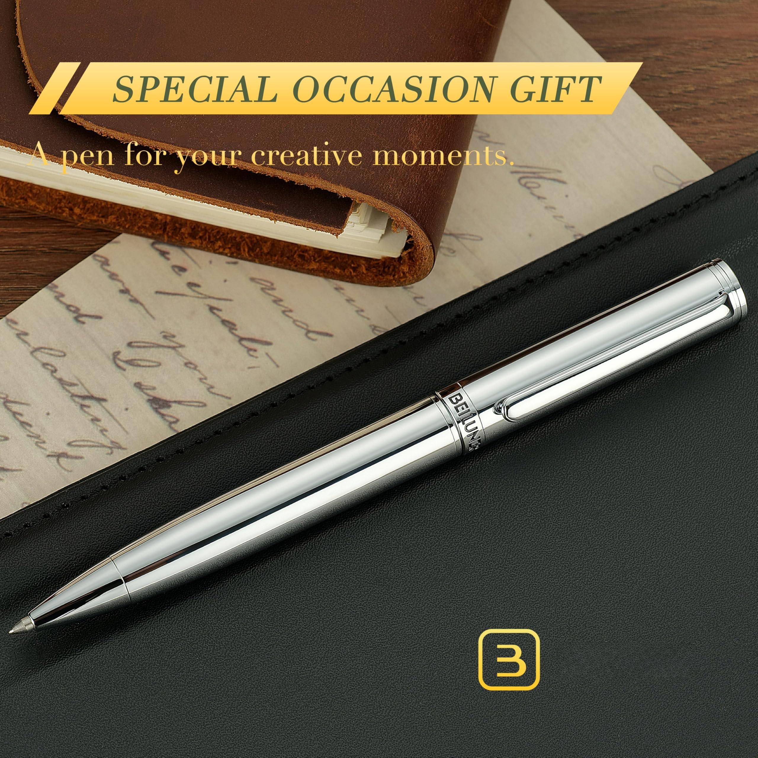 Gel Pen - Luxury Featuring Bright Chrome Finishes  Black Ink Refill Gift Set For Men & Women Business Signature Executive Office Retractable Nice Fancy Designer Pens
