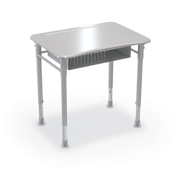 MooreCo Hard Plastic Student Desk Set of 2 Adjustable Height Rectangle Gray