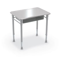 MooreCo Hard Plastic Student Desk Set of 2 Adjustable Height Rectangle Gray