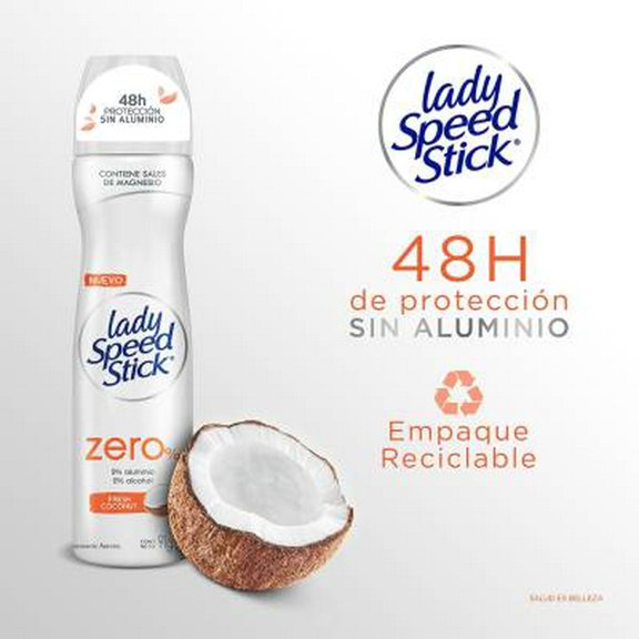 2PACK Lady Speed Stick zero % fresh coconut deodorant spray 91 g